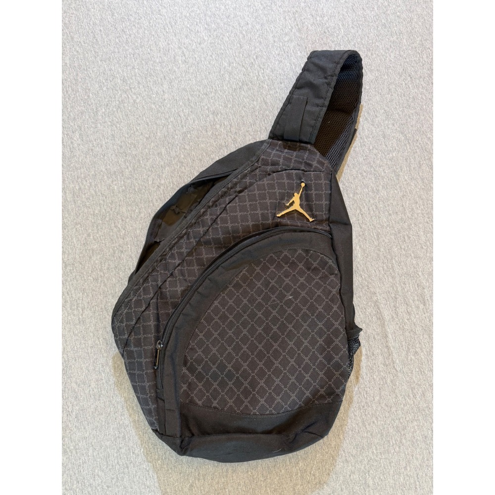 Jordan Jumpman Black Grid Sling Backpack Crossbody Bag One Strap Travel Sport